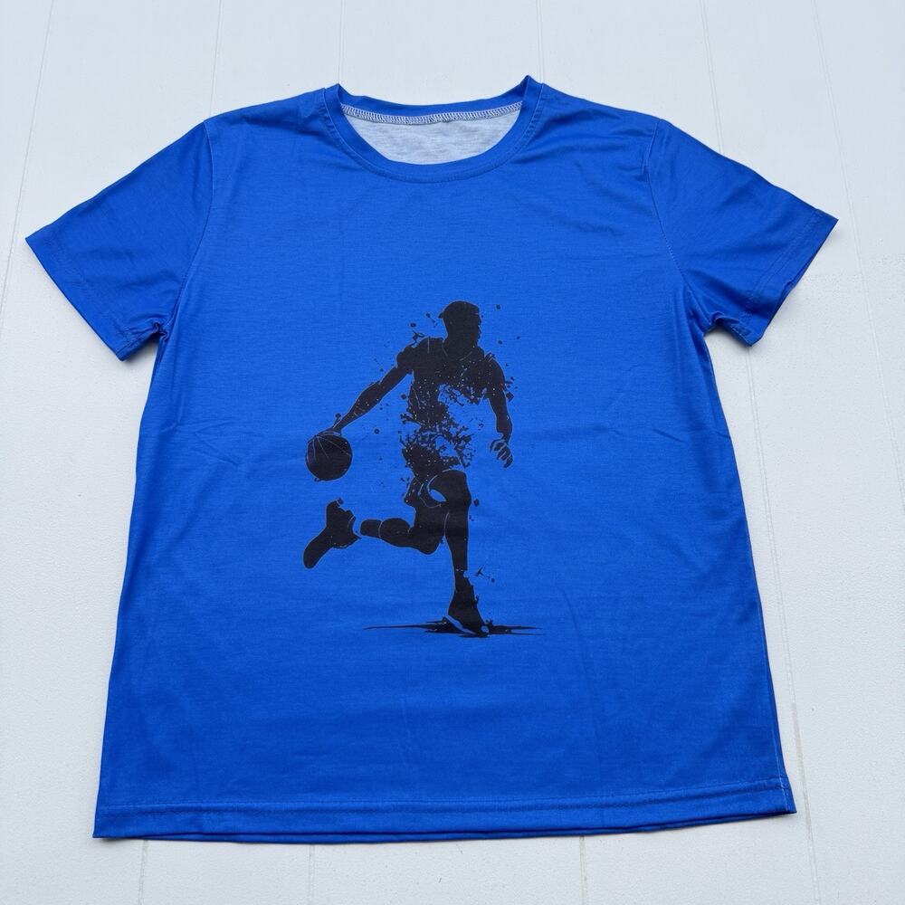 Unbranded Boys Basketball Player Graphic Shirt Blue Size 9-10
